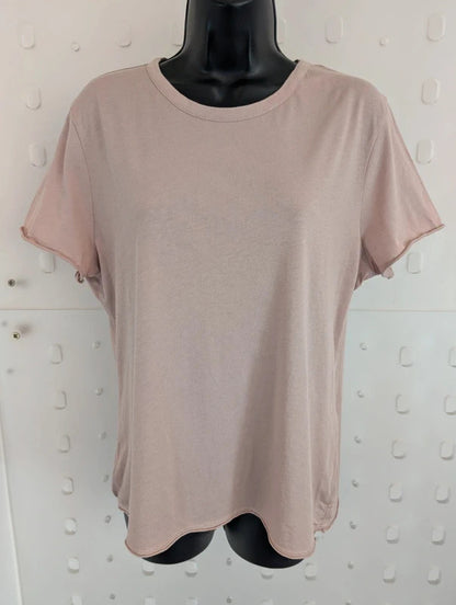 AllSaints Bela Blush Pink Organic Cotton Raw Edge T Shirt L