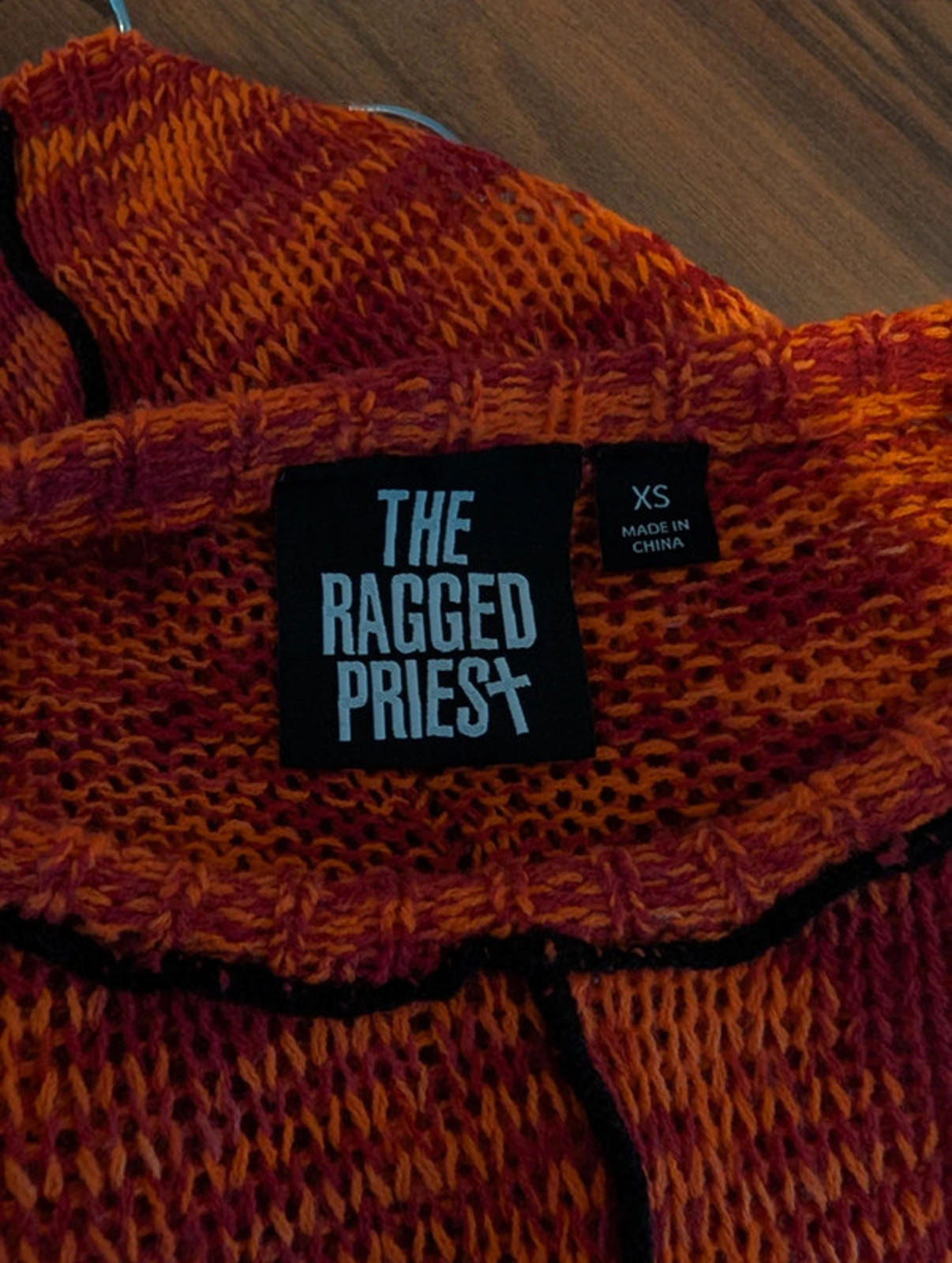 The Ragged Priest Cropped Knit Top – Red & Orange – XS