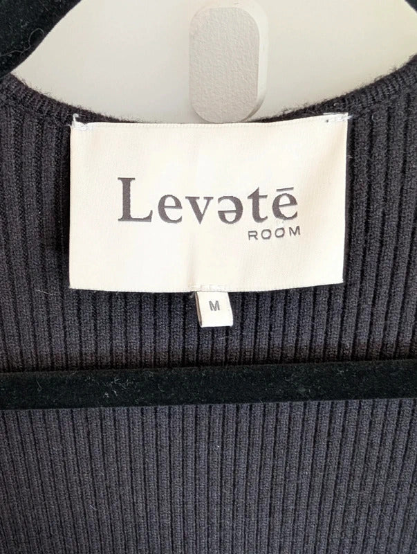 Levete Room Black Rib Knit Midi Dress M