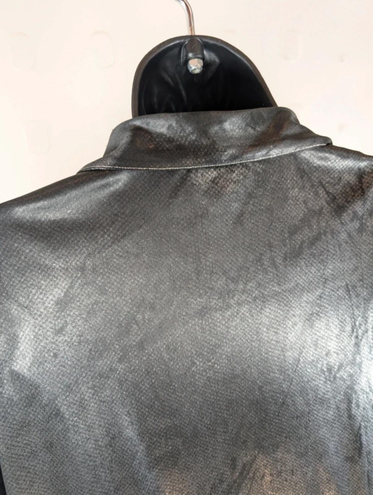 Chemisier Metallic Gunmetal Shirt Size 10 Silver Blouse
