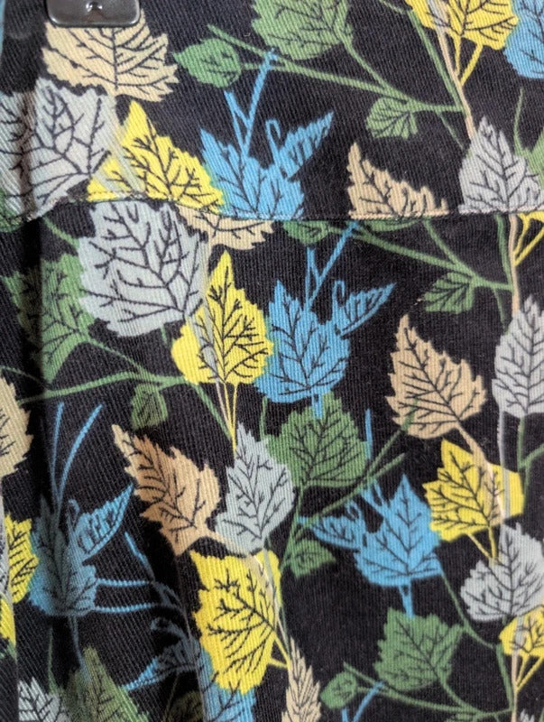 Patra Cotton Needlecord Leaf Print Midi Skirt Medium
