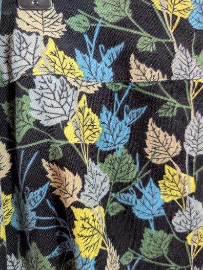 Patra Cotton Needlecord Leaf Print Midi Skirt Medium