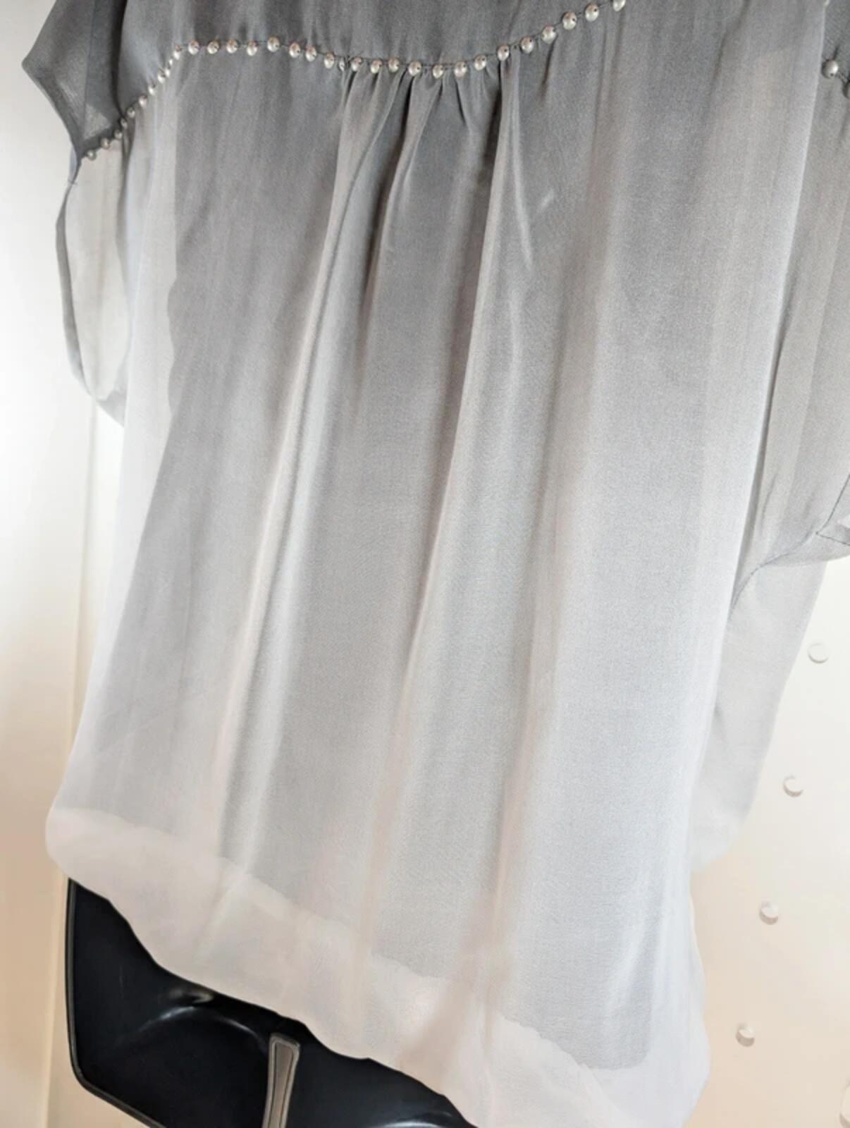 Mint Velvet Ombre Studded Draped Blouse UK18 Sheer Layered Top