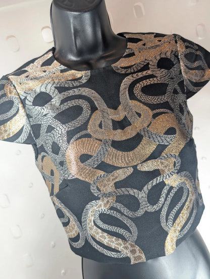 Ted Baker Snake Print Jacquard Crop Top – Size 0 (Best for UK 4–6)