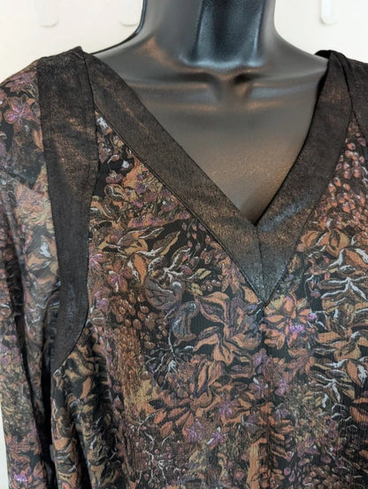 NU Denmark Dark Botanical Longline Top Size S