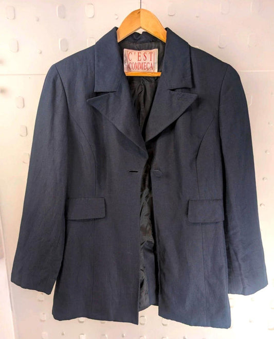 Vintage C’est Commeça tailored blazer in navy – UK 12