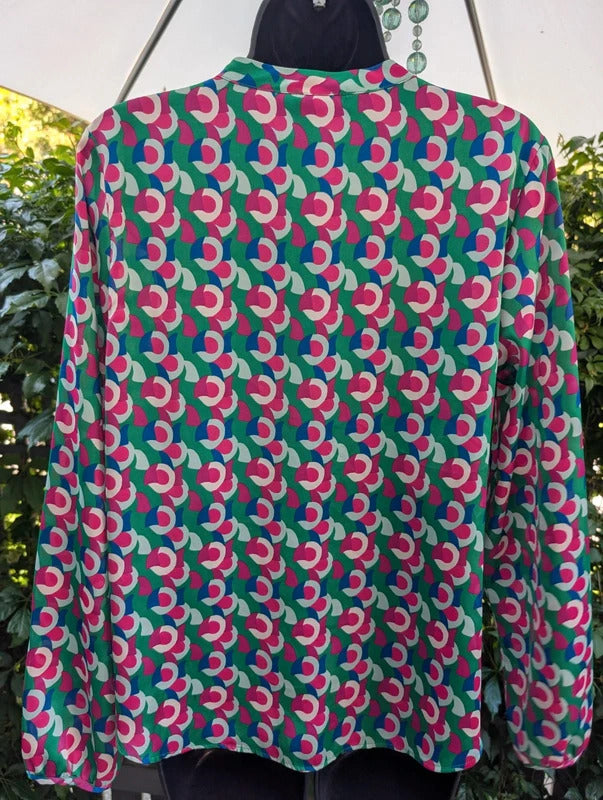 Gallery Geometric Print Shirt Green Blue UK10