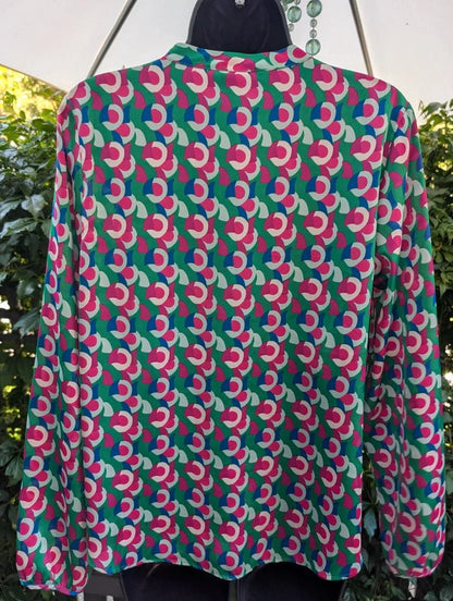 Gallery Geometric Print Shirt Green Blue UK10