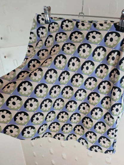 60s Mod Mini Skirt – Satin Finish – Geometric Print – XS