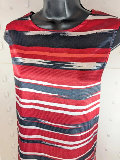 Per Una Striped Longline Tunic Top Red Black White UK14 NWT