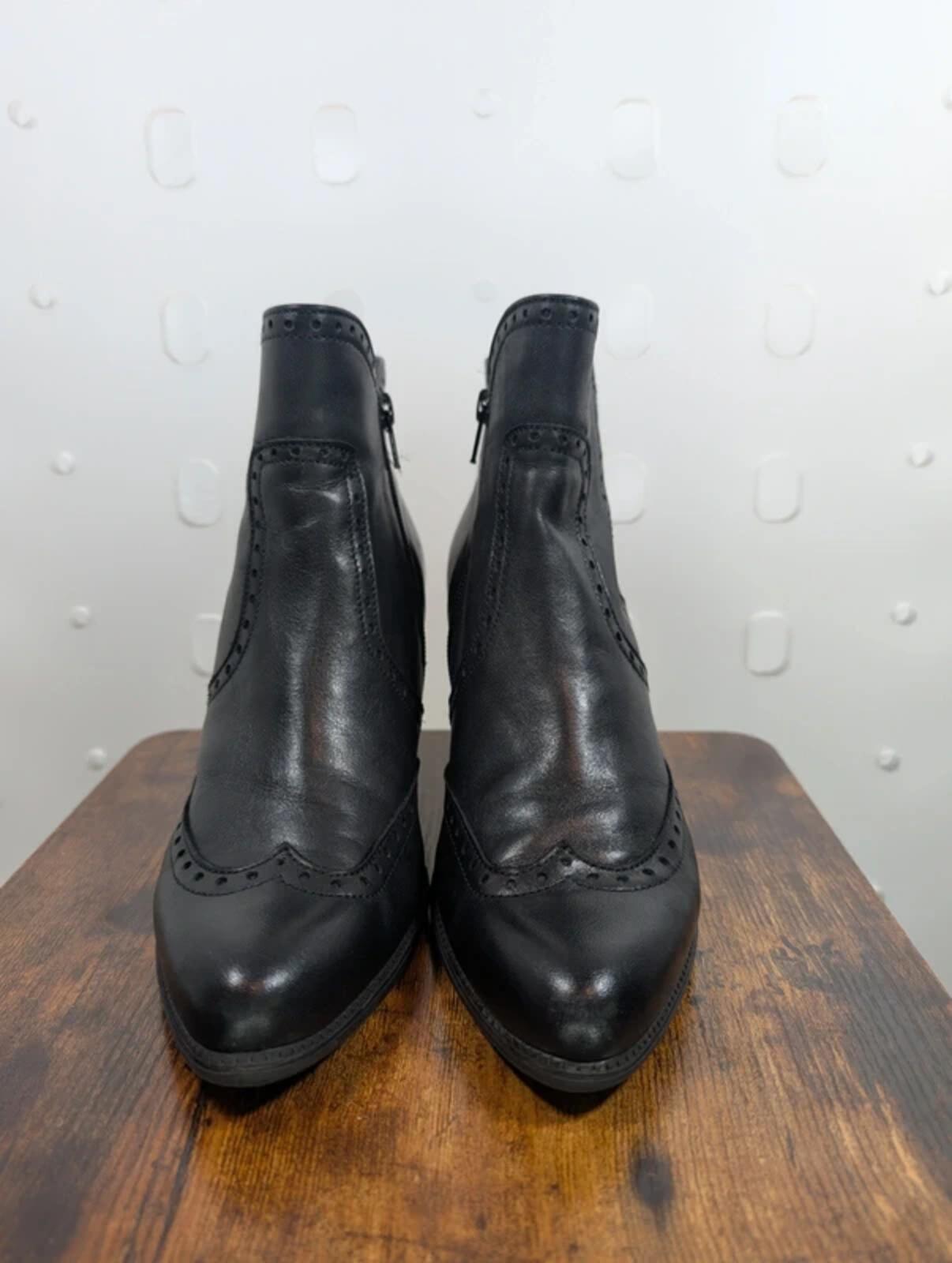 Gabor Leather Brogue Ankle Boots Black UK5.5