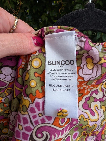 Suncoo Laury Floral Print Blouse 100% Cotton Medium
