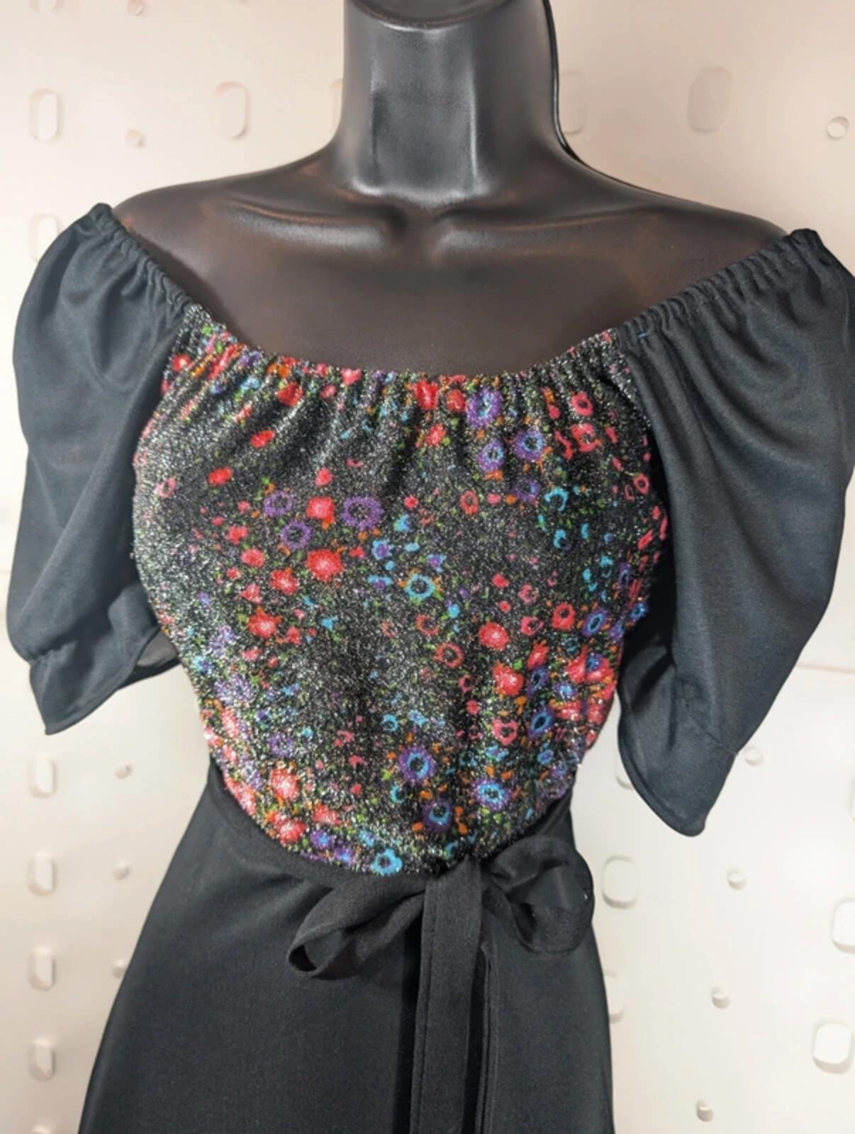 Vintage 1970s Trevira 2000 Floral Maxi Dress UK8/10