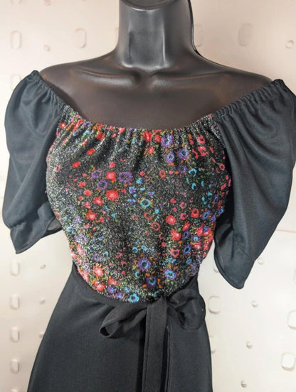 Vintage 1970s Trevira 2000 Floral Maxi Dress UK8/10
