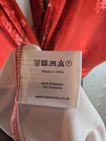 Hope & Ivy Floral Knot Front Dress Red Pink UK10