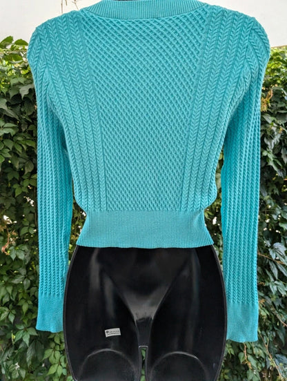 & Other Stories Aqua Teal Textured Cropped Cardigan Size M