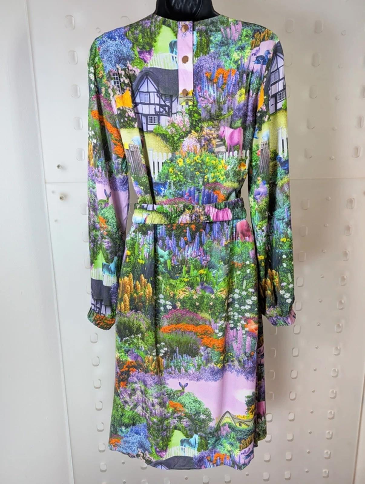 Numph Nuallison Dress UK 8 – EcoVero Viscose – Whimsical Spring Print – Belted