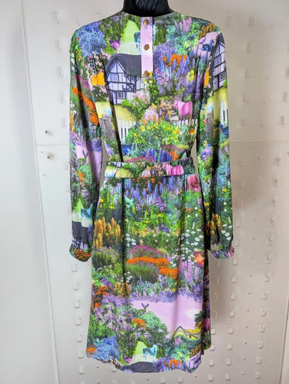 Numph Nuallison Dress UK 8 – EcoVero Viscose – Whimsical Spring Print – Belted