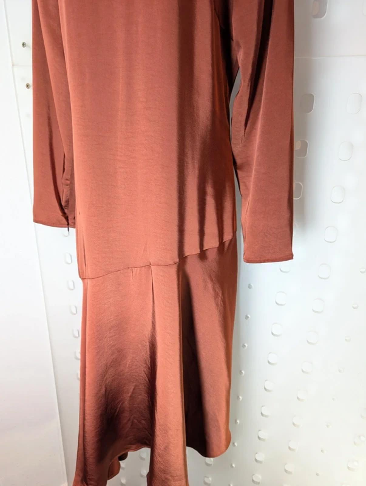 Y.A.S Yassuella Brown Draped Midi Dress Zip Detail Size 1