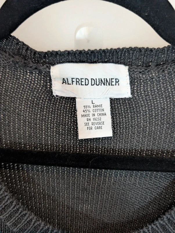 Alfred Dunner Black Floral Appliqué Cardigan Size L