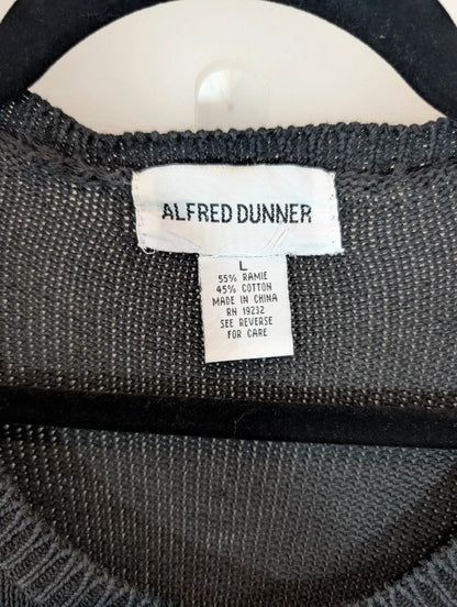 Alfred Dunner Black Floral Appliqué Cardigan Size L