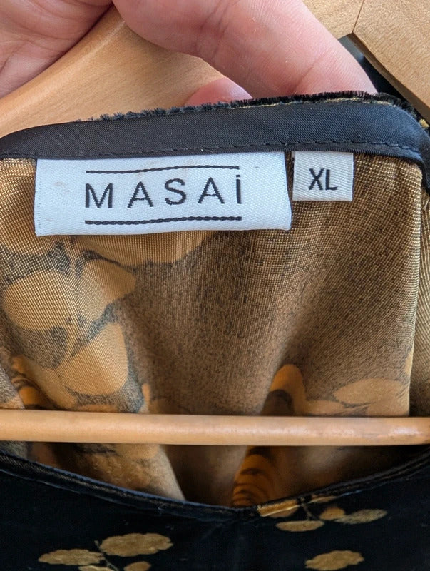Masai Velvet Burnout Top Black Gold XL