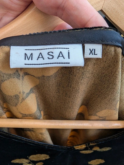 Masai Velvet Burnout Top Black Gold XL