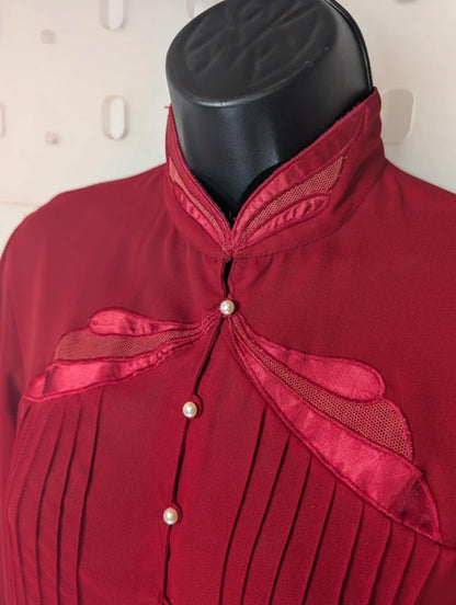 Vintage Jacques Vert Pearl Button Blouse 80s Hong Kong