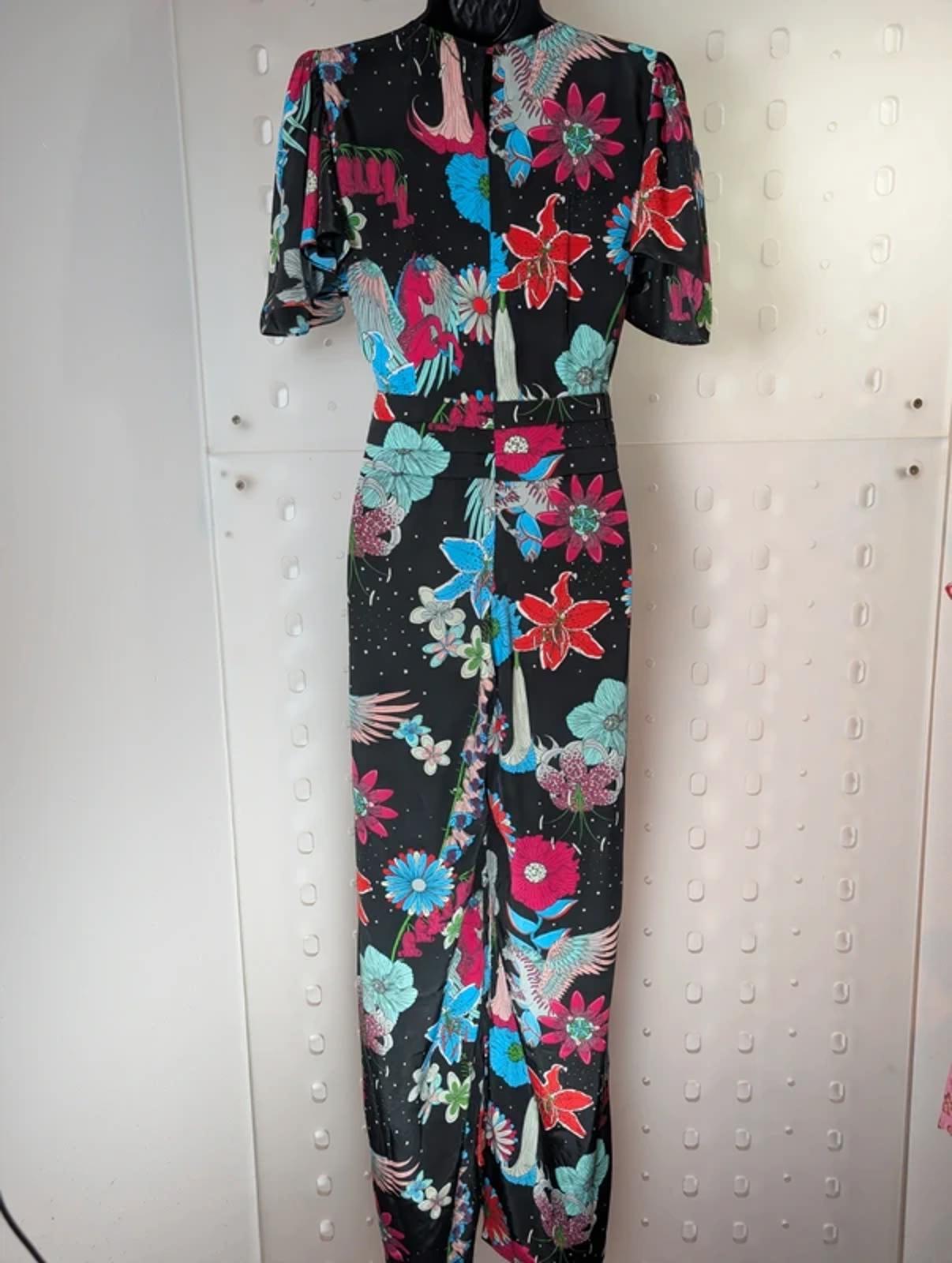 Stardust London Pegasus Print Jumpsuit Black Empire Line V Neck Size S Boutique