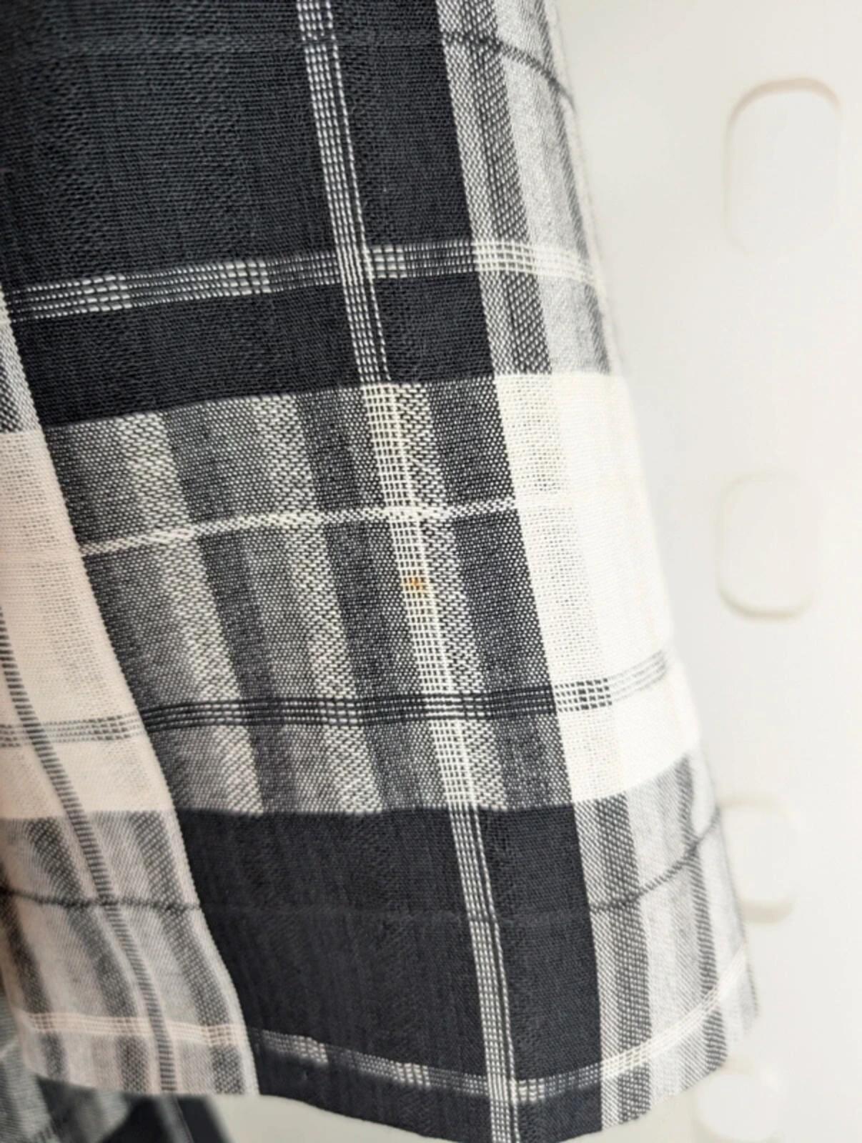 Vintage Richards Check Linen Blend Jacket UK10 Black White 80s