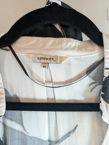 Sandwich Printed Shirt Dress Removable Tie Belt Size 40