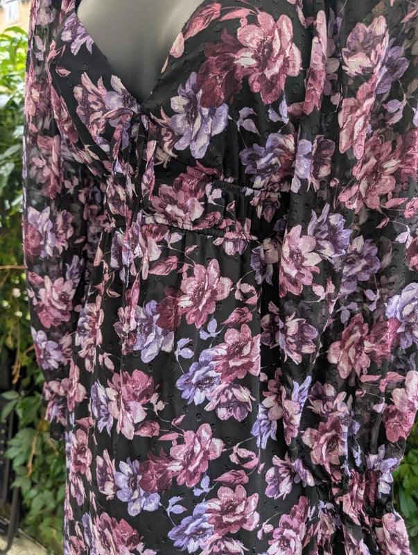 Mi Ami for Francesca's Floral Mini Dress Black Purple Small