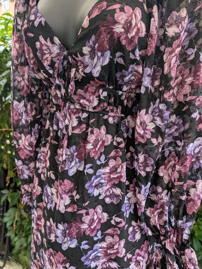 Mi Ami for Francesca's Floral Mini Dress Black Purple Small