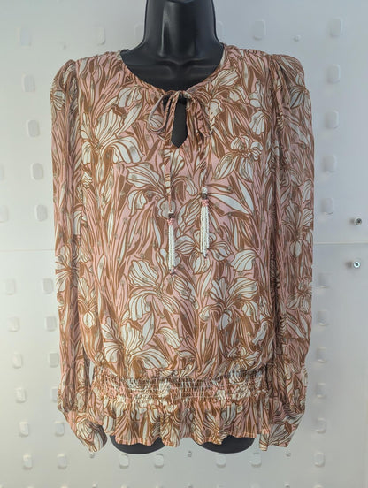 Nooki London Elegant Floral Smock Top with Tassels size S