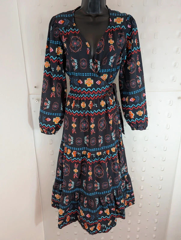 Never Fully Dressed Printed Cotton Wrap Dress UK12