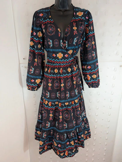 Never Fully Dressed Printed Cotton Wrap Dress UK12