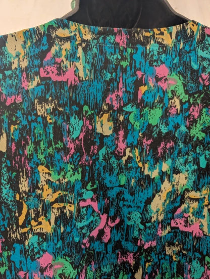 Vintage Handmade 1980s Abstract Print Shirt Pink Blue Green