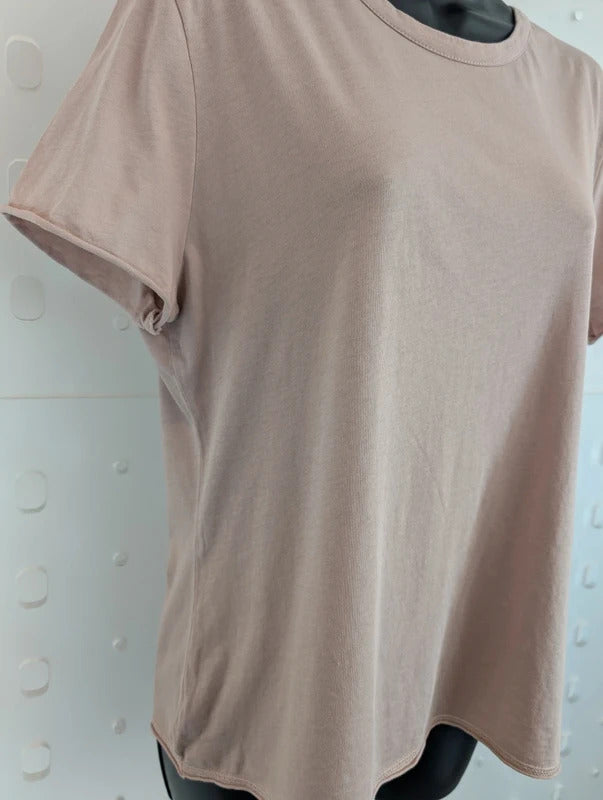 AllSaints Bela Blush Pink Organic Cotton Raw Edge T Shirt L