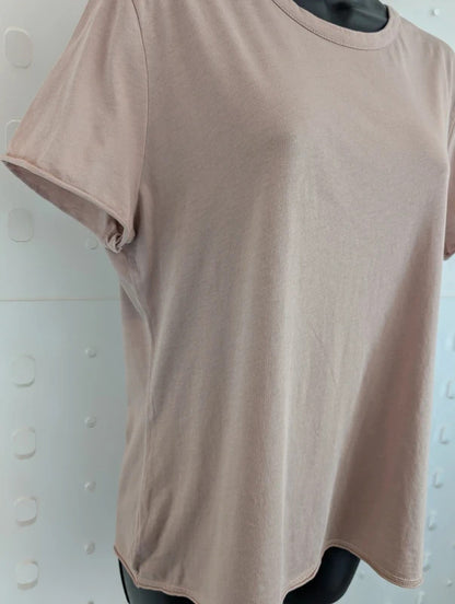 AllSaints Bela Blush Pink Organic Cotton Raw Edge T Shirt L