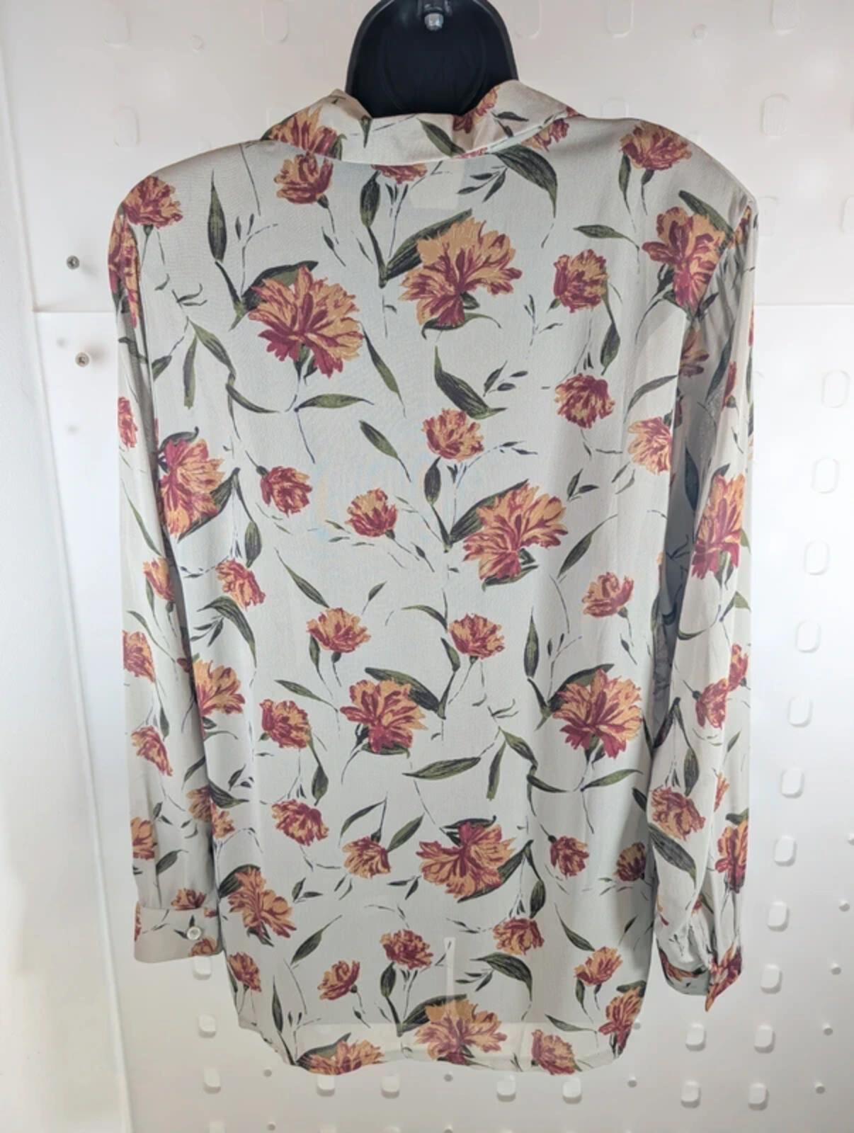 Nightingales 1980s Vintage Tulip Print Viscose Georgette Shirt UK14