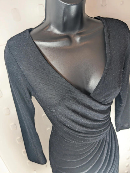 Lili London Black Shimmer Ruched Dress – UK 10