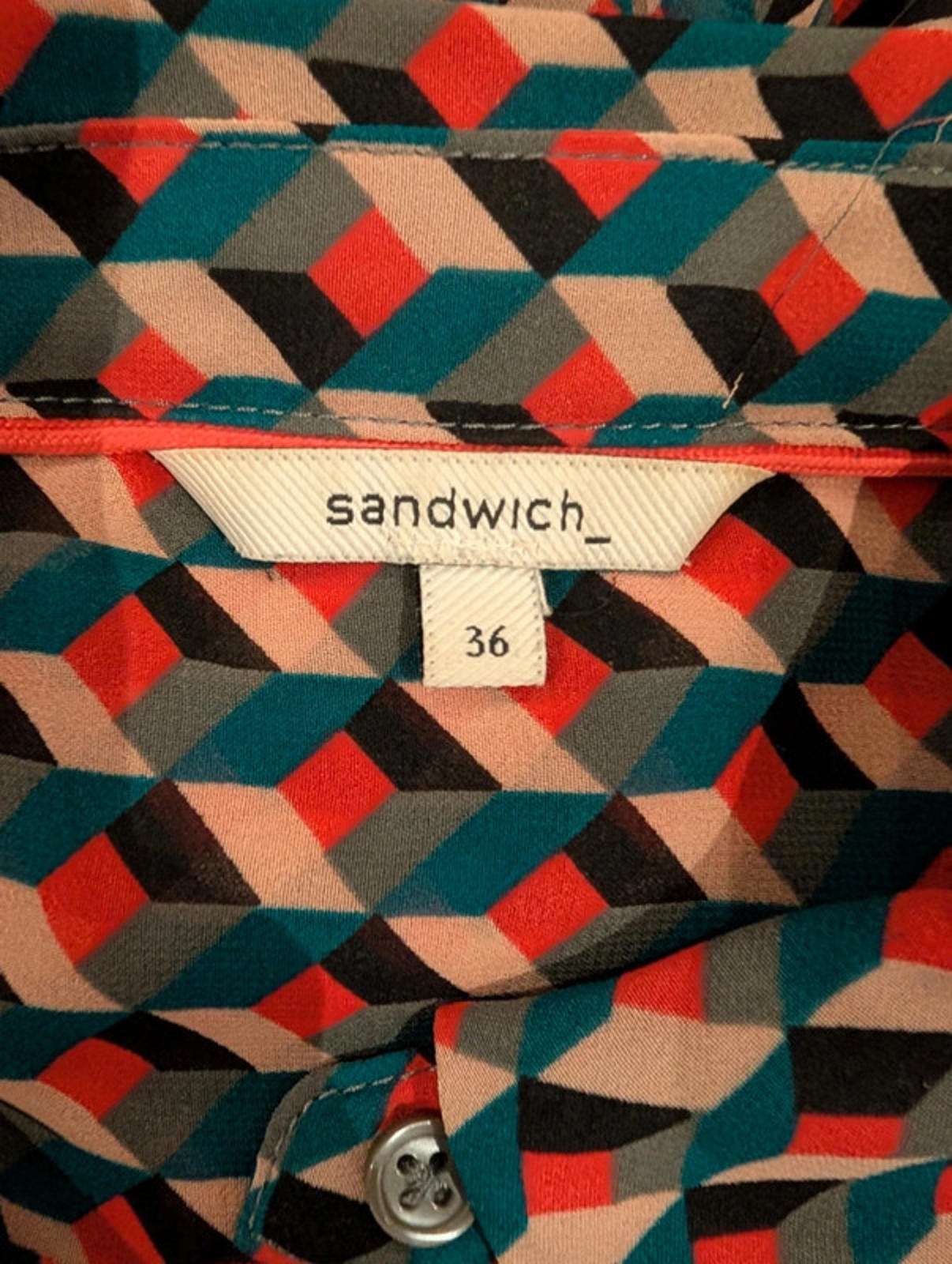 Sandwich geometric print shirt – size UK 10