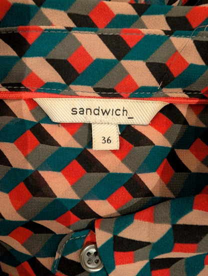 Sandwich geometric print shirt – size UK 10