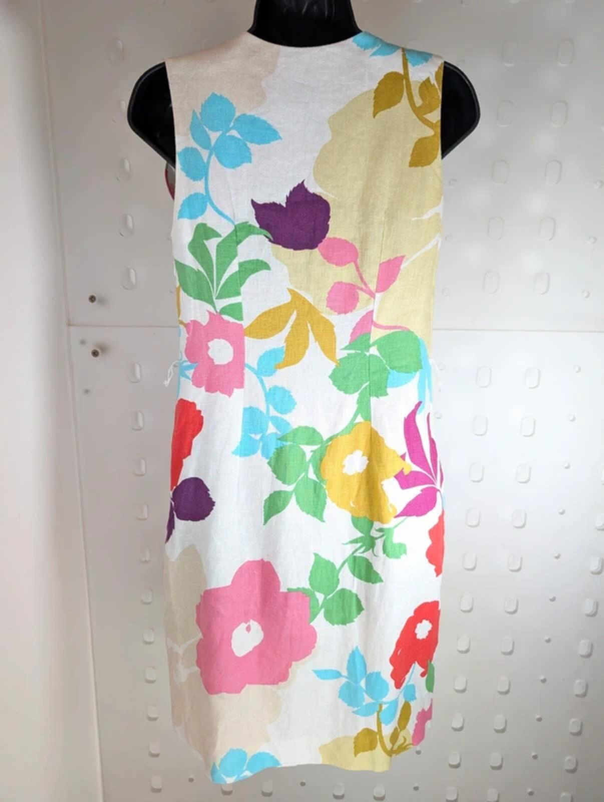 Hobbs Floral Linen Shift Dress Removable Belt UK6