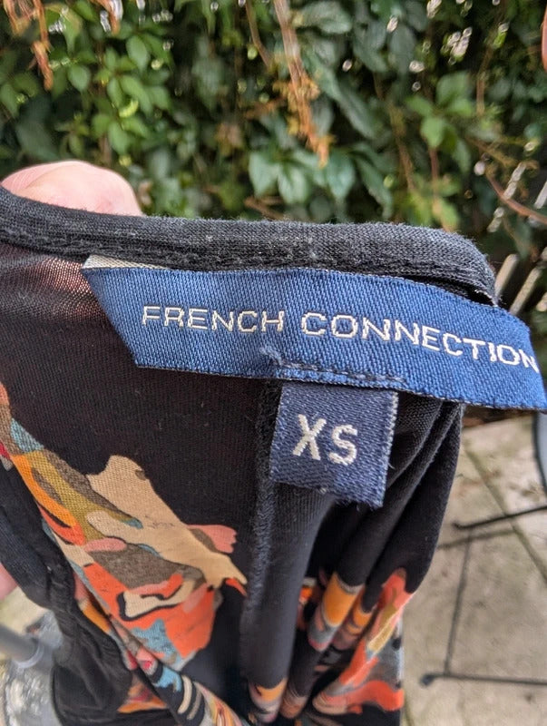 French Connection Y2K Printed Hanky Hem Mini Dress Top XS