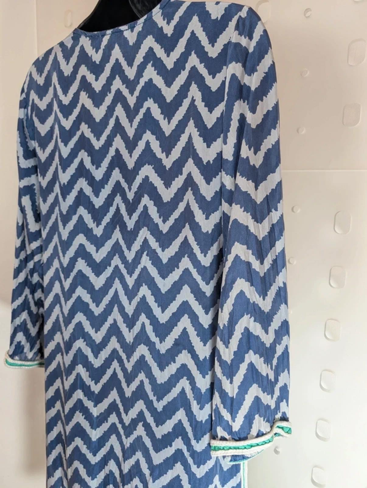 Blink Beach Silk Kaftan Made in India Rope Trim Side Slits UK10