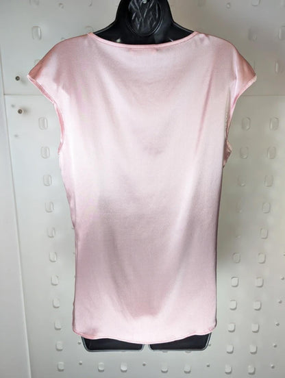 Guido Lombardi Silk Blend Rose Pink Top French Seam Scoop Neck Size L