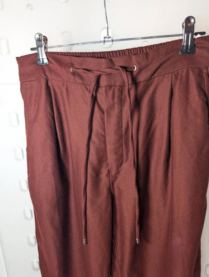 Massimo Dutti Maroon Tailored Joggers Size 34 Elastic Back Waist