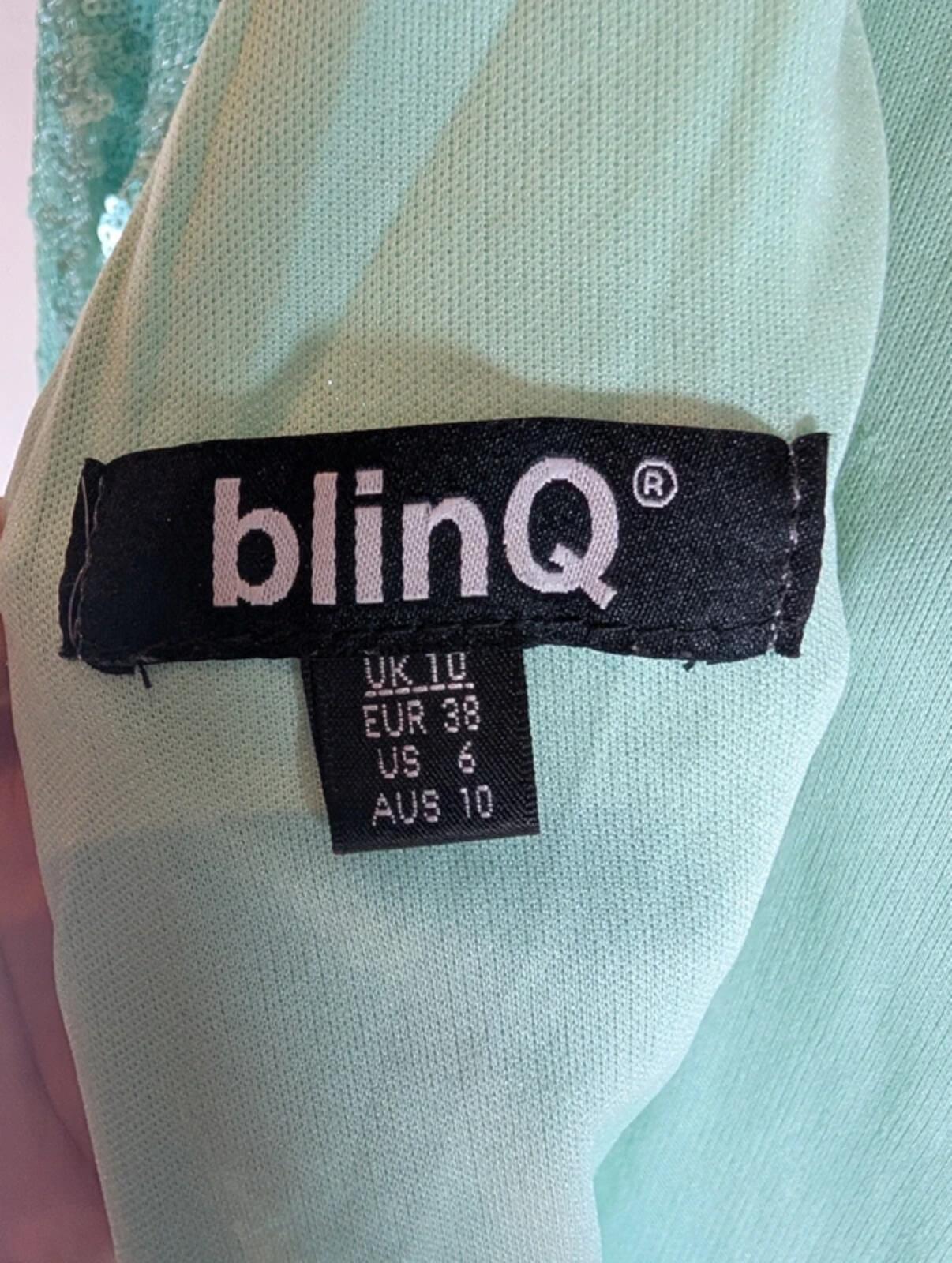 BlinQ Turquoise Sequin Dress UK10 Mermaid Shimmer 3/4 Sleeve Occasion Party