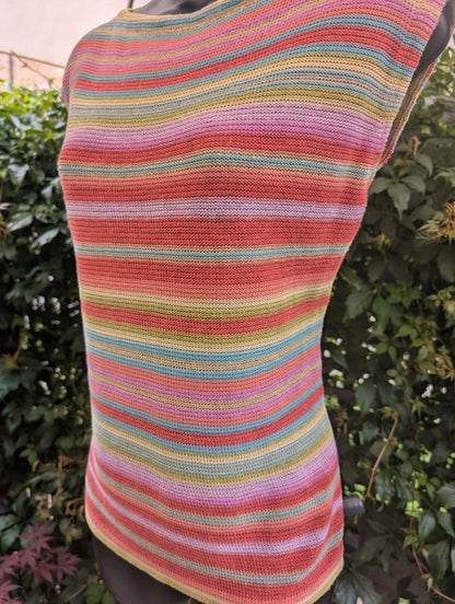 Lauren Ralph Lauren Linen Silk Blend Striped Top Medium